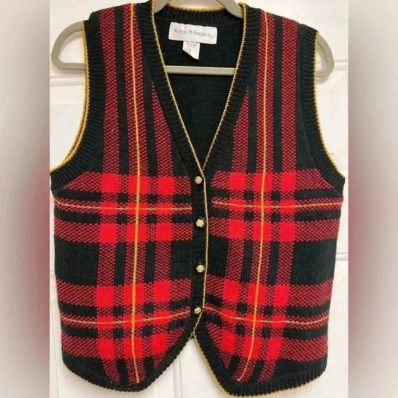 Vintage Womens Norton Mcnaughton Vest Red And Gold Sz medium - Picture 1 of 5